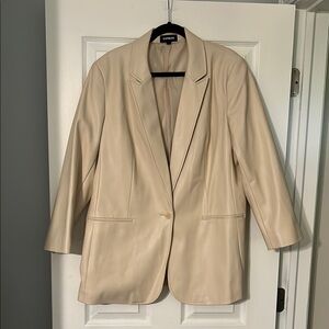 Express Women's Faux Leather Beige Blazer
